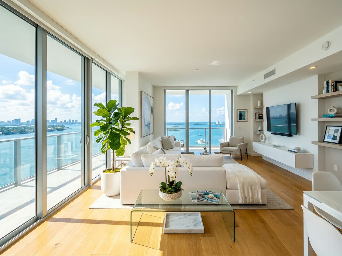 Freshly cleaned home living room in Coral Gables, FL