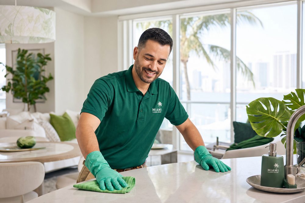 Deep cleaning by our team member in a Miami home