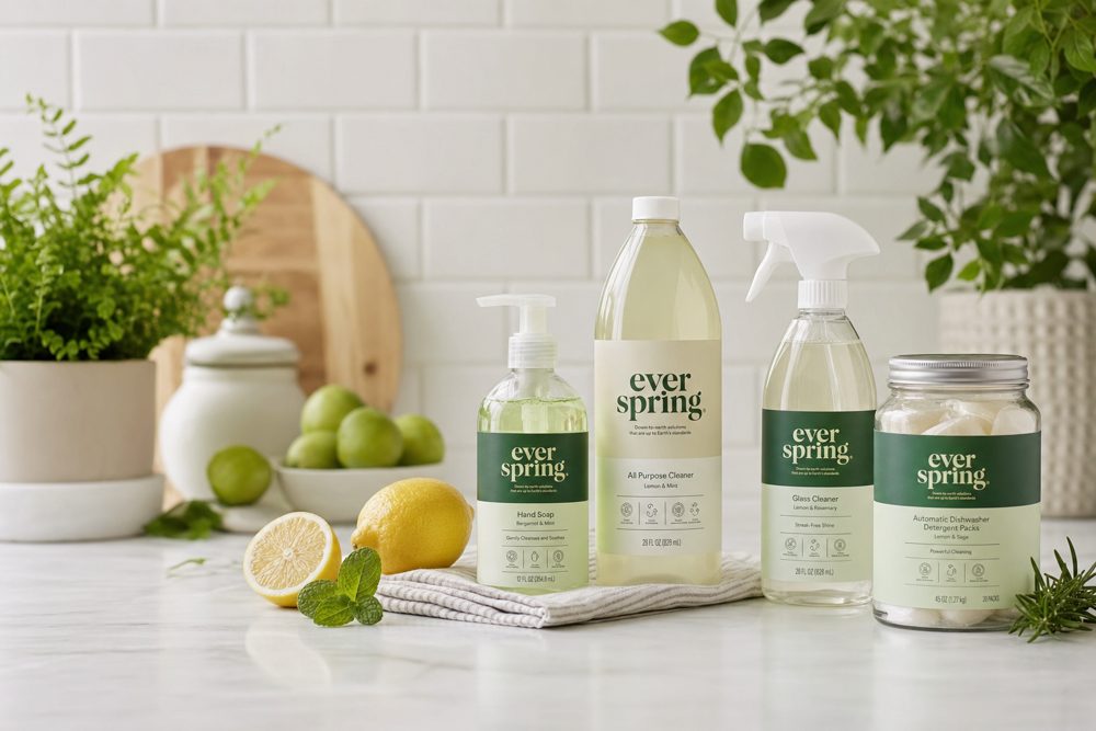Green eco-friendly cleaning products